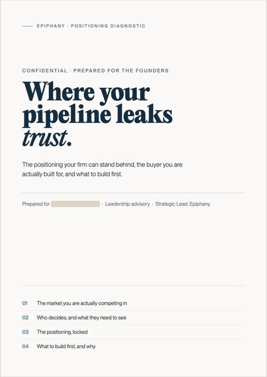A Positioning Diagnostic document cover, anonymised